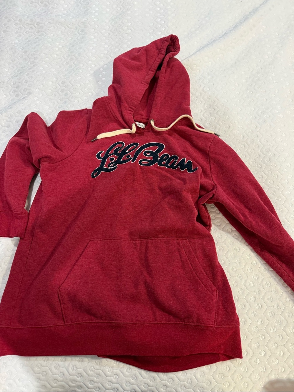 L.L. Bean Red Hooded Pullover Sweatshirt